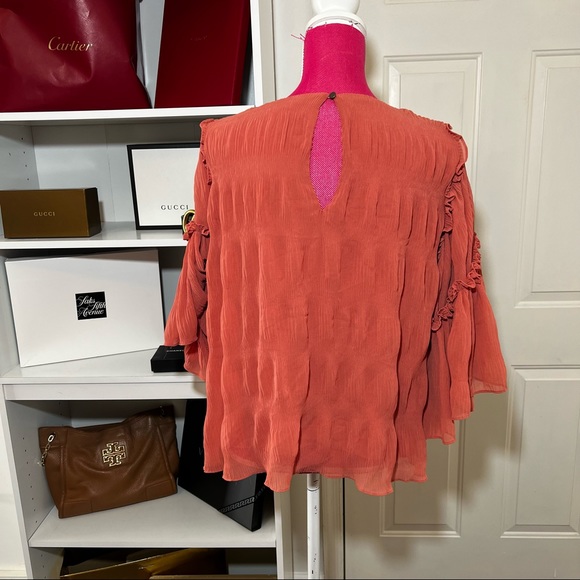 1. State coral ruffle blouse - Picture 3 of 5